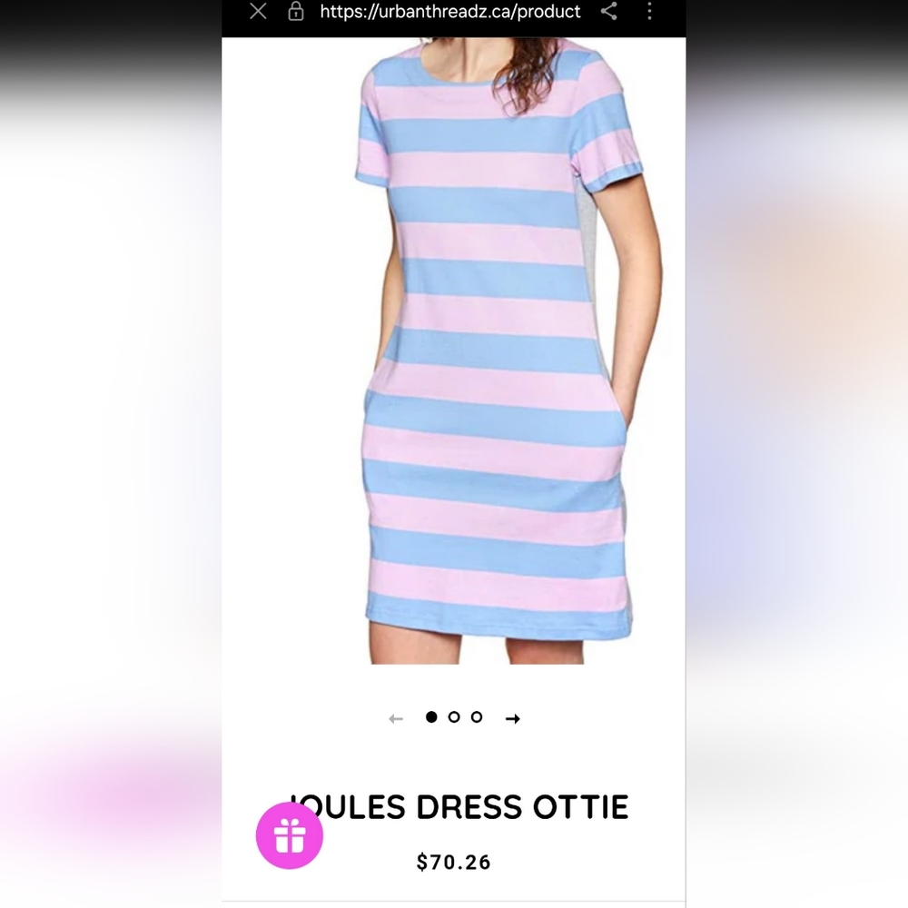 Joules Ottie Jersey Woven Mix Shift Dress - Blue Pink Stripe